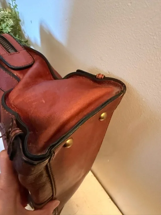 Vintage Fossil Reissue Large Satchel Handbag Chestnut  Brown Leather EUC - Picture 9 of 10